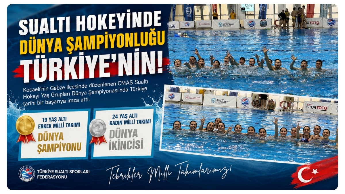 Sualtı Hokeyinde Dünya Şampiyonluğu Türkiye'nin! 19 Yaş Altı Erkekler Altın, 24 Yaş Altı Kadınlar Gümüş Madalya Kazandı