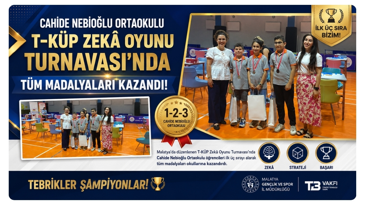 Cahide Nebioğlu Ortaokulu T-KÜP Zekâ Oyunu Turnuvasında Tüm Madalyaları Kazandı