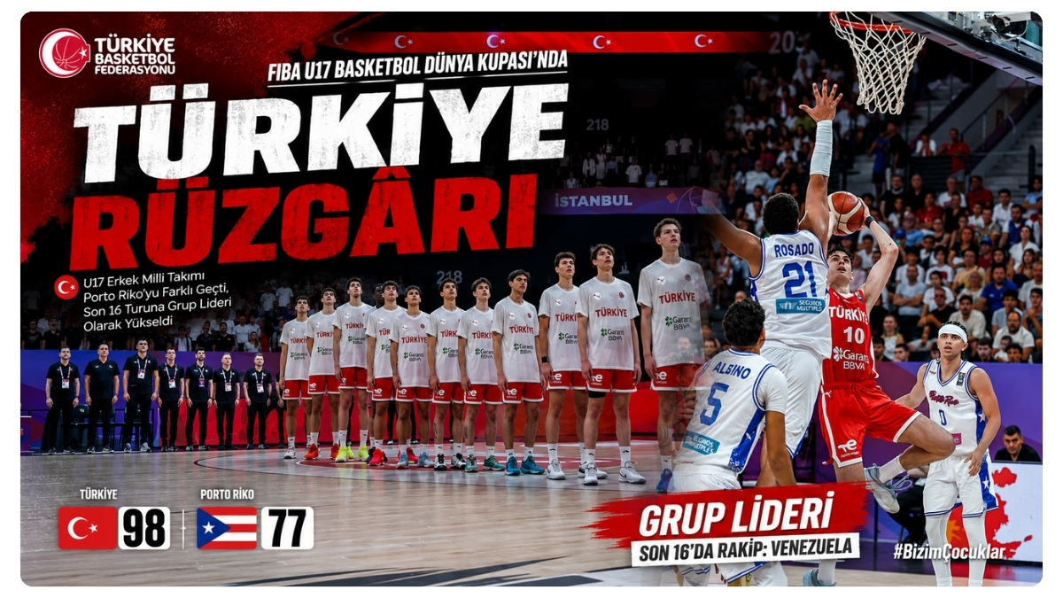 U17 Erkek Milli Takımı Porto Riko'yu Farklı Geçti, Son 16 Turuna Grup Lideri Olarak Yükseldi
