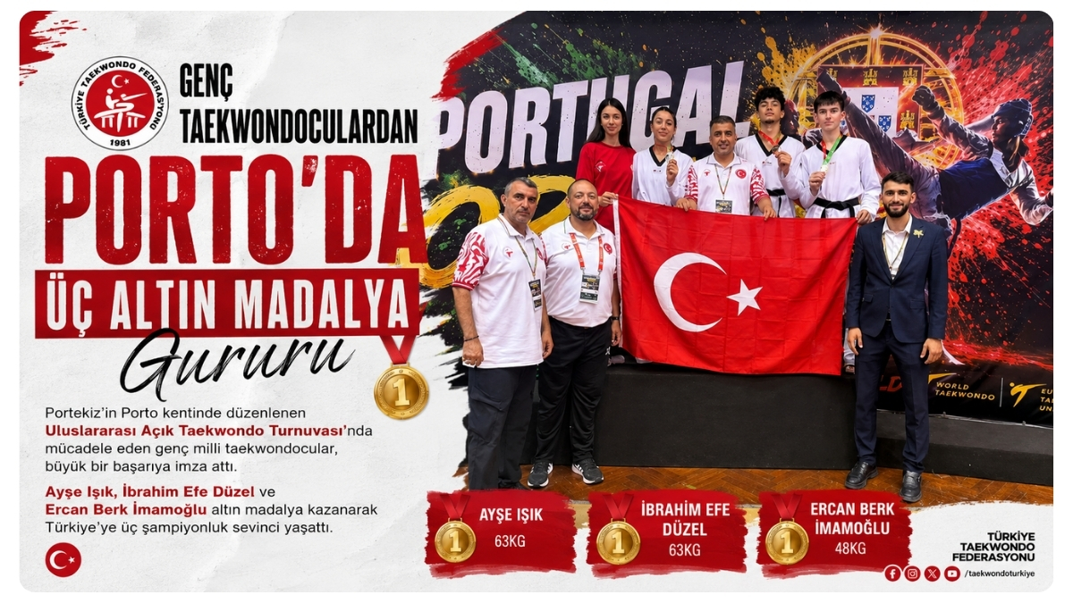 Genç Taekwondoculardan Porto’da Üç Altın Madalya Gururu