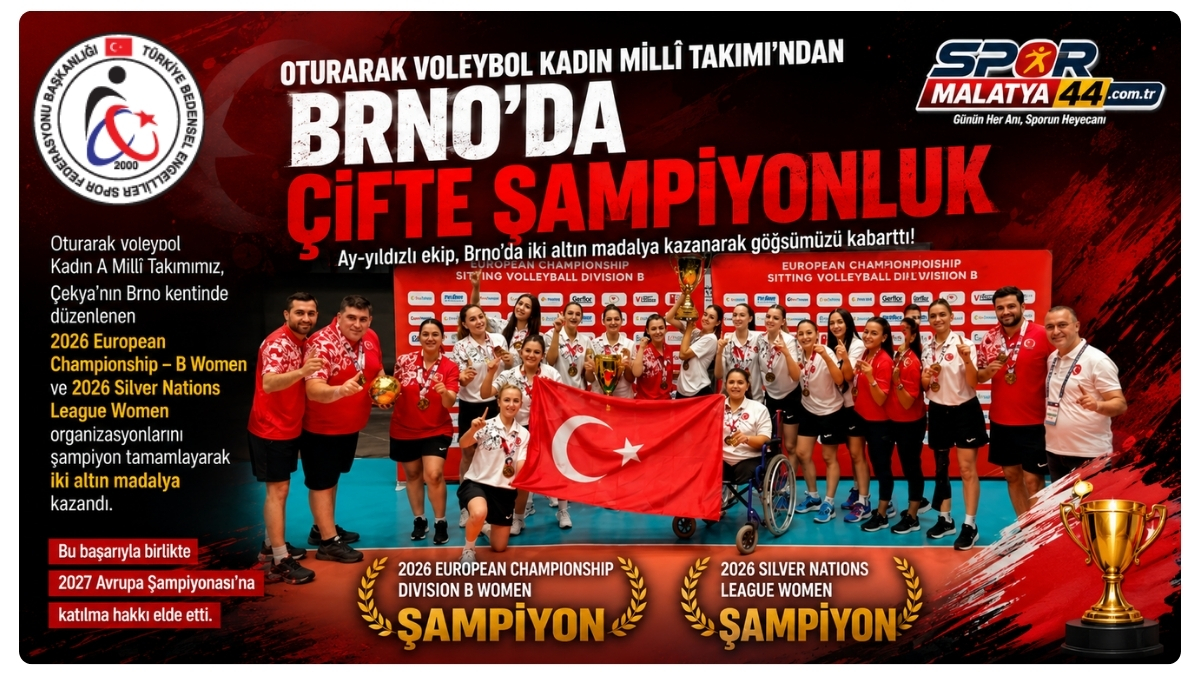 Oturarak Voleybol Kadın Millî Takımı’ndan Brno’da Çifte Şampiyonluk