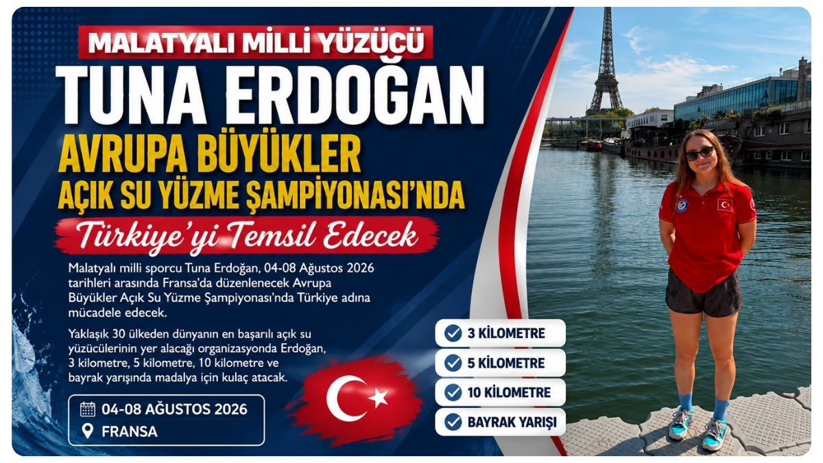 Malatyalı Milli Yüzücü Tuna Erdoğan Avrupa Büyükler Açık Su Yüzme Şampiyonası'nda Türkiye'yi Temsil Edecek
