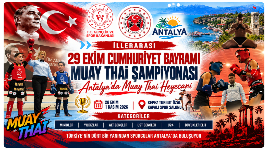 Antalya’da 29 Ekim Cumhuriyet Bayramı Muaythai Şampiyonası Heyecanı Başlıyor