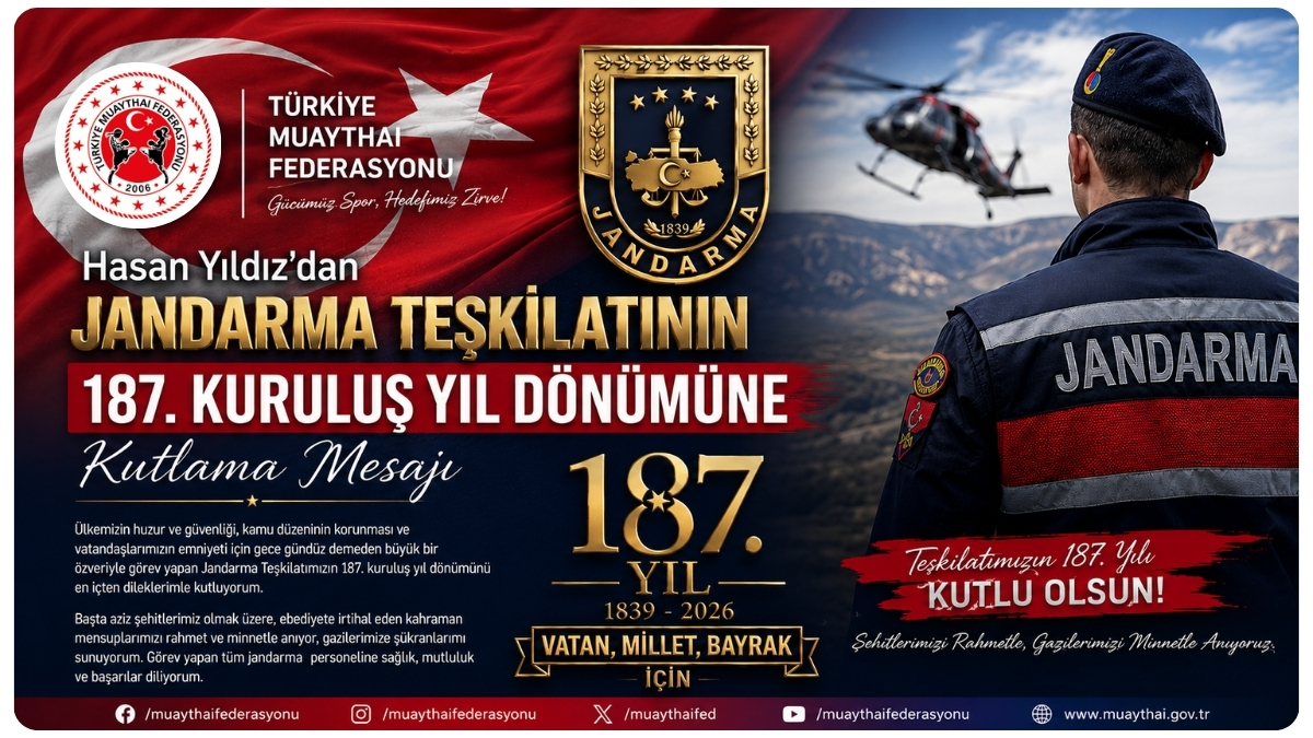 Hasan Yıldız'dan Jandarma Teşkilatının 187. Kuruluş Yıl Dönümüne Kutlama Mesajı