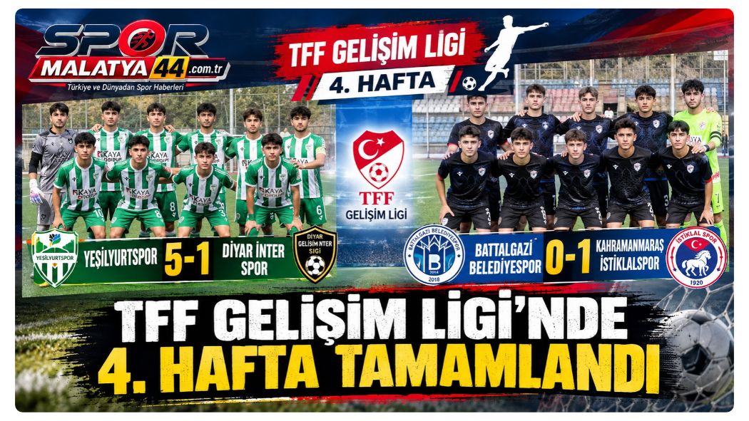 TFF Gelişim Ligi’nde 4. Hafta Tamamlandı: Yeşilyurtspor’dan 5 Gollü Galibiyet