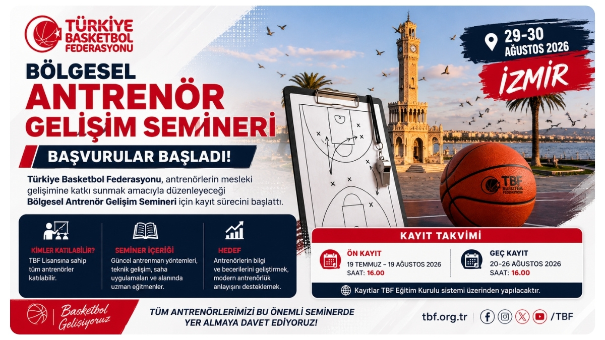 Türkiye Basketbol Federasyonu Bölgesel Antrenör Gelişim Semineri İçin Başvurular Başladı