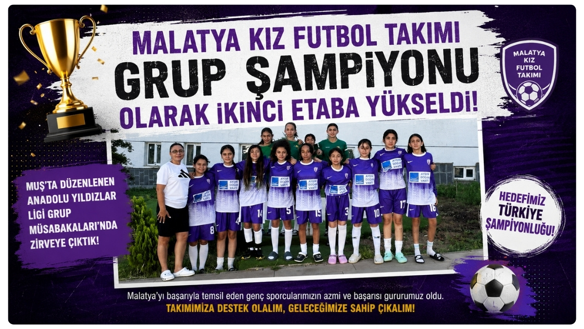 Malatya Kız Futbol Takımı Grup Şampiyonu Olarak İkinci Etaba Yükseldi