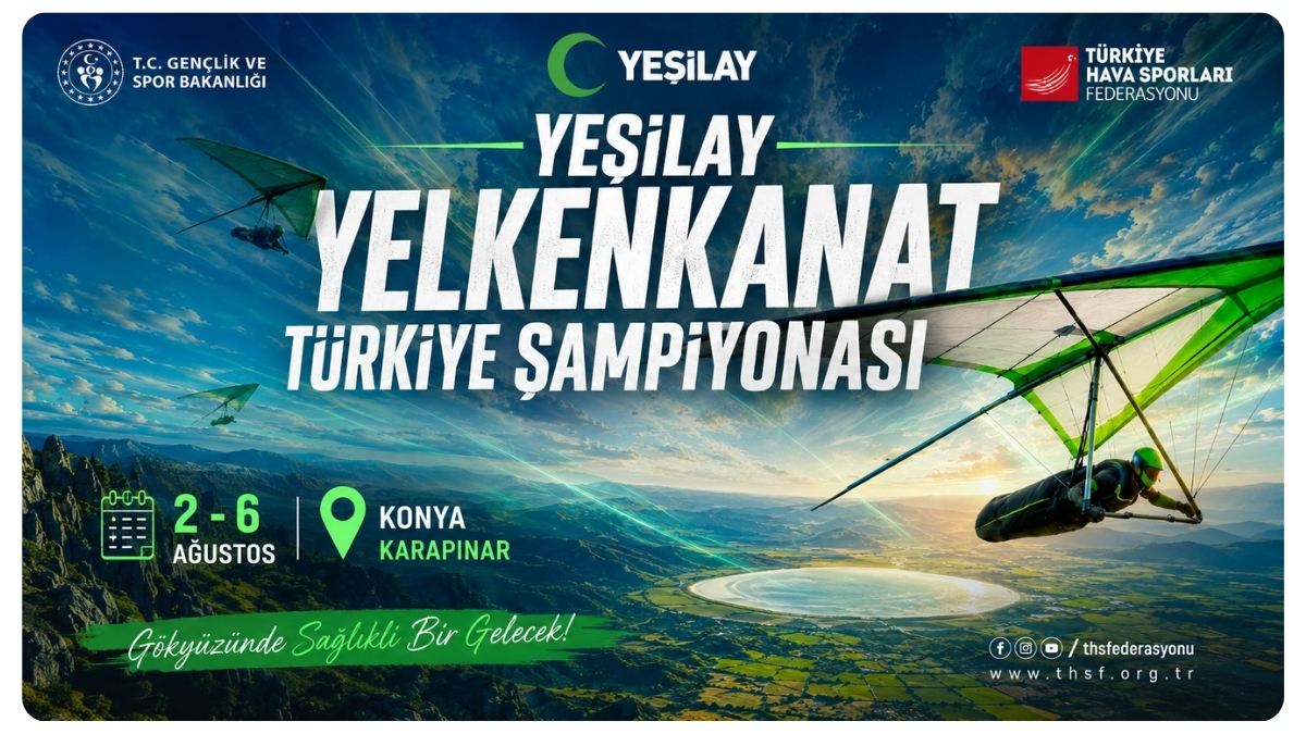 Yeşilay Yelkenkanat Türkiye Şampiyonası Konya Karapınar'da Gökyüzü Tutkunlarını Buluşturacak